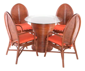 Vintage Rattan Dining Set, Set of 5