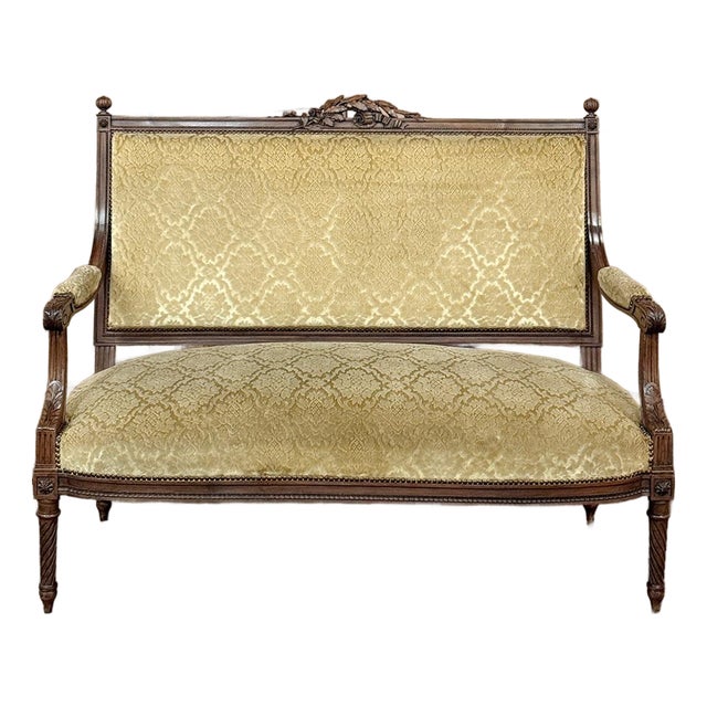 19th Century French Louis XVI Walnut Canape ~ Sofa For Sale