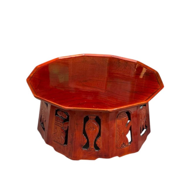Early 20th Century Early 20th Century Meiji Period Red Lacquer Octagon Footstool/Plant Stand For Sale - Image 5 of 12