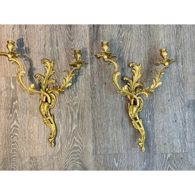 Early 20th Century Fine Louis XVI Style Ormolu Wall Lights, Not Electrified - a Pair For Sale - Image 5 of 11