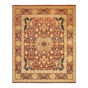 Vintage Moroccan Hand Knotted Wool Area Rug, Orange - 8'0" X 9'7"