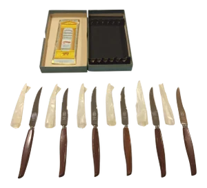 Mid Century Atkinson Brothers Celebrated Cutlery Milton Works Steak Knives Made in Sheffield, England - Set of 6