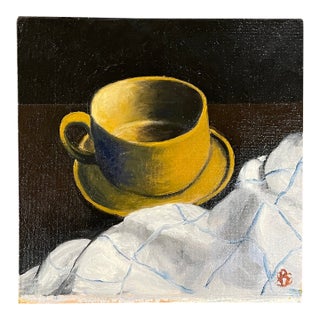 1990s Coffee Cup Still Life Oil Painting For Sale