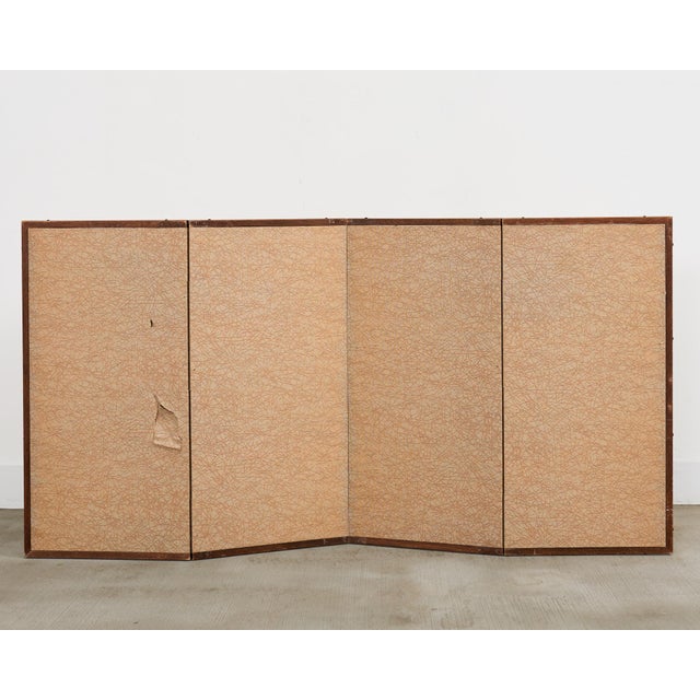 Japanese Showa Four Panel Screen Fruiting Pomegranate Tree For Sale - Image 11 of 12