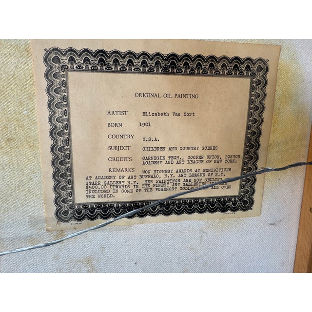 Elizabeth Van Cort “Children and Country Scenes” Impressionist Oil on Canvas Painting – Framed For Sale - Image 9 of 11