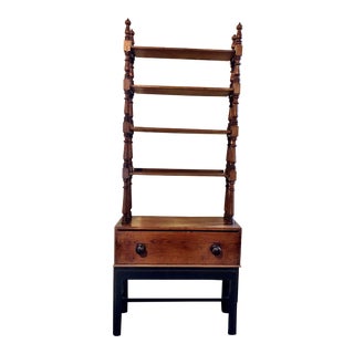 Antique Pine Etagere on Base With Drawer For Sale