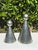 Silver Vintage Sculptural Postmodern Ceramic Candleholders, Graduated Pair For Sale - Image 8 of 12