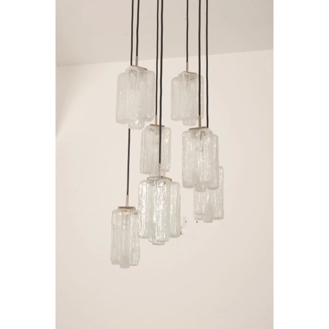 1970s Large Ice Glass Granada Cascading Chandelier from Kalmar For Sale - Image 5 of 13