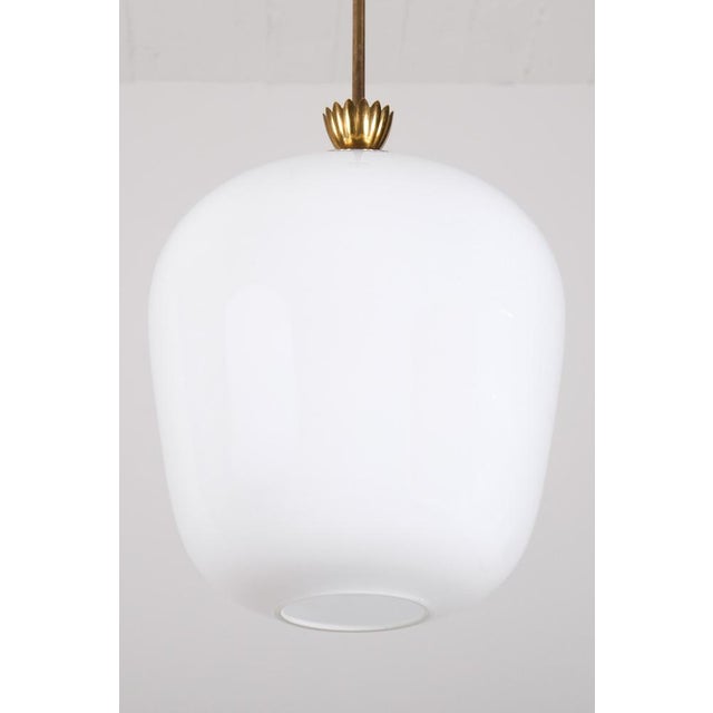 1940s Glass and Brass Pendant attributed to Böhlmarks, Sweden, 1940s For Sale - Image 5 of 9
