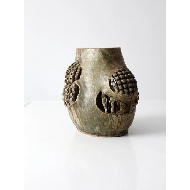 Vintage Free Form Studio Pottery Vase For Sale - Image 6 of 13