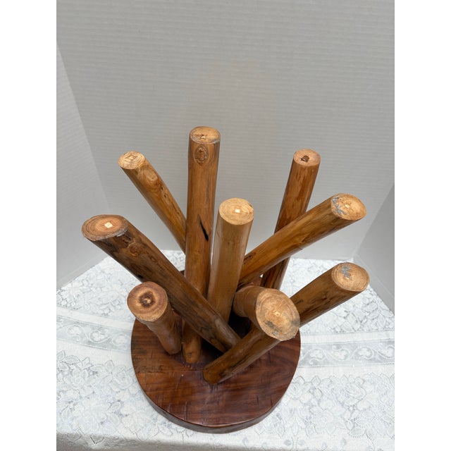2010s Natural Wood Sculptural Stool With Nine Legs For Sale - Image 5 of 8