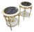 French Style Gold Leaf Side Table Set of 2 – Black Marble Top With Ornate White & Gilt Frame For Sale