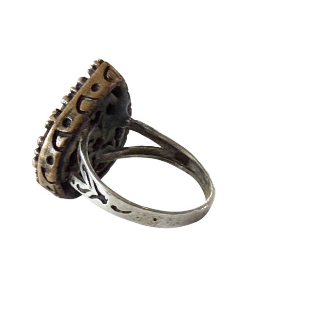 Silver Vintage Natural Ruby, Emerald and Diamond Ring - 925 Sterling Silver Size 7 For Sale - Image 8 of 9