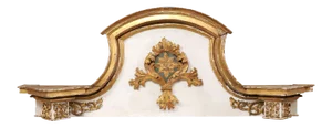 18th Century Italian Carved, Gilded & Painted Wood Pediment Fragment