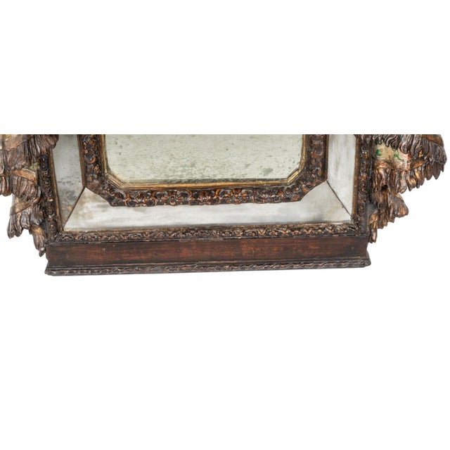 Wood Late 18th Century Italian Venetian Hand Carved Wood Mirror W/ Putti & Drapery For Sale - Image 7 of 11