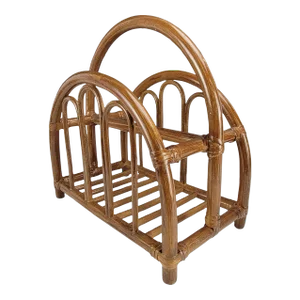 Bamboo Magazine Book Rack Holder Petite Bent Wood Rattan