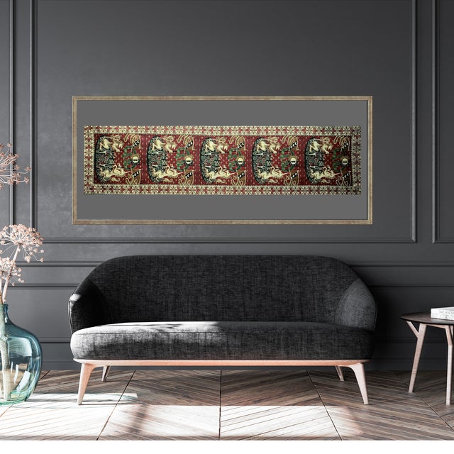 This is an exquisite vintage jacquard-woven tapestry runner titled from the "Renaissance by Woven Art New York"...