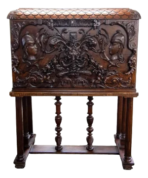 Antique 19th-Century European Baroque Carved Vargueno Travel Desk