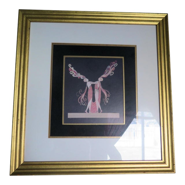 Artist Ert'e Art Deco Litho of 2 Women in Stylized 1920's Dress For Sale