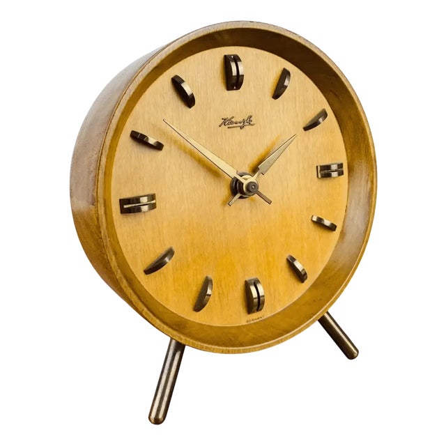 Wooden Table Clock with Brass Hands from Kienzle, 1960s For Sale