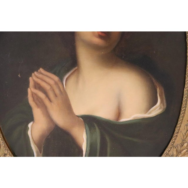 Unknown, Mary Magdalene in Prayer, 1800s, Oil Painting on Canvas, Framed For Sale - Image 9 of 14