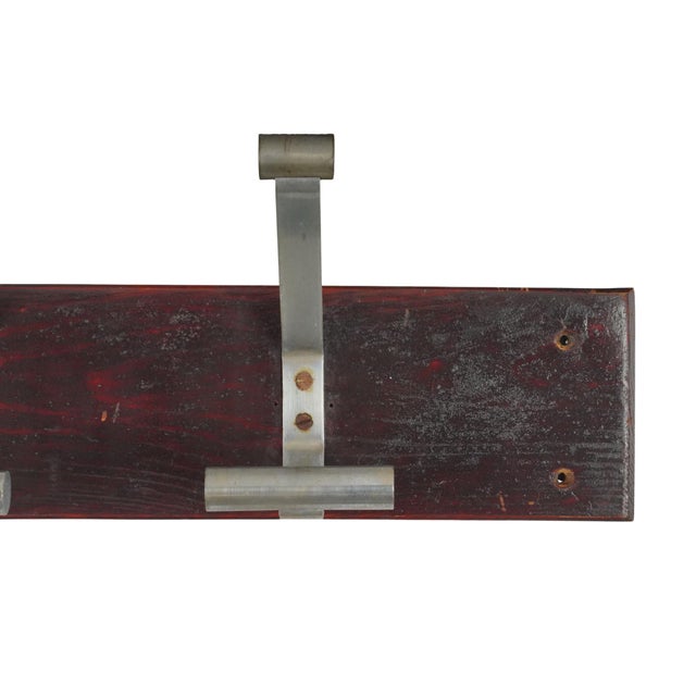 Mid 20th Century Vintage European 33.5 In. Four Hook Wood Wall Rack For Sale - Image 5 of 10