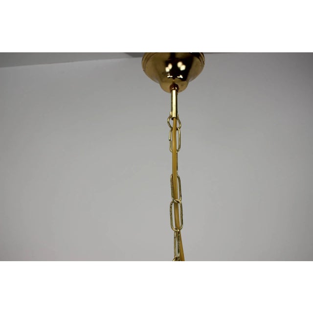 Mid-Century Grey Glass & Brass Pendant, 1970s For Sale - Image 4 of 8