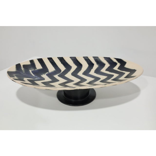 Large Footed Ceramic Platter, 29.5"w, Marked With Three Dots For Sale - Image 4 of 9