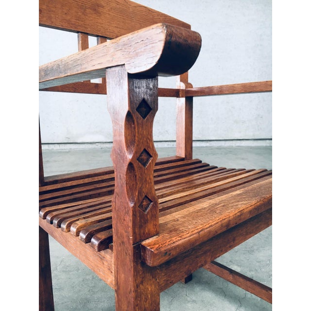 Dutch Modernist Carved Oak Side Chair, 1920s For Sale - Image 11 of 18
