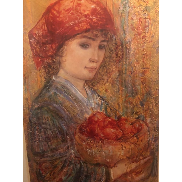 Wood Vintage 1980s Framed Edna Hibel "Angelina" Signed Limited Edition Lithograph Art Print For Sale - Image 7 of 13