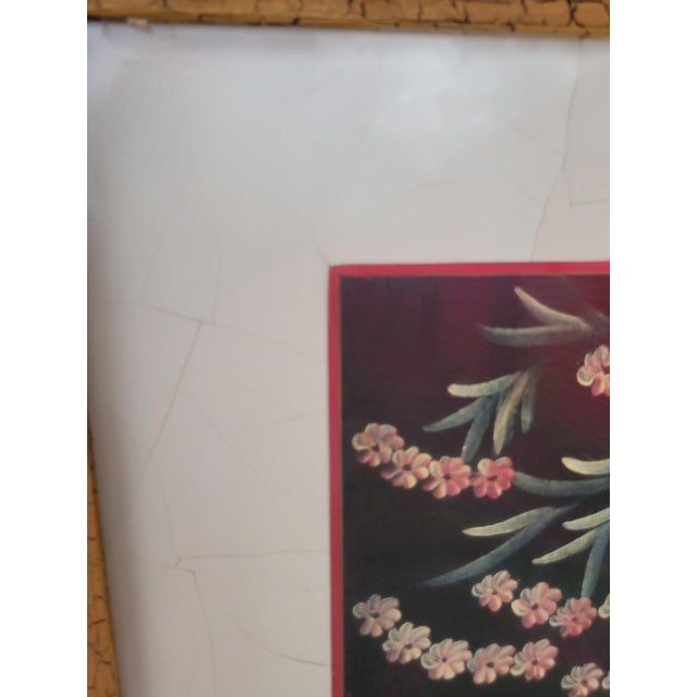 Chelsea House Inc 1980s Oversized John Richard Chinoiserie Botanical Framed Wall Art With Gilt Rope Architectural Pediment Crest For Sale - Image 4 of 11