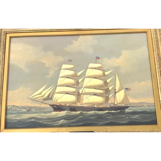 A beautiful 20th century oil painting by well listed Italian artist Salvatore Colacicco b 1935. A sailing ship “Hudson”....