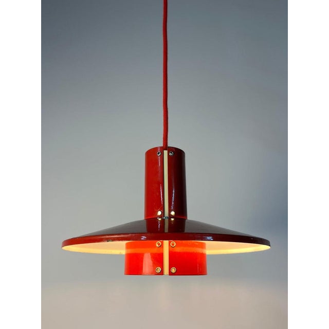 Flipper Red Louvered Lamp by Mogens Davidsen for SC Sørensen For Sale - Image 6 of 11