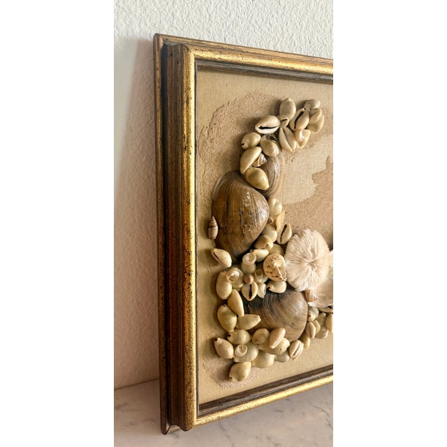1970s Coastal Folk Art Framed Sea Shell Decorative Hanging Signed by Artist For Sale - Image 4 of 14