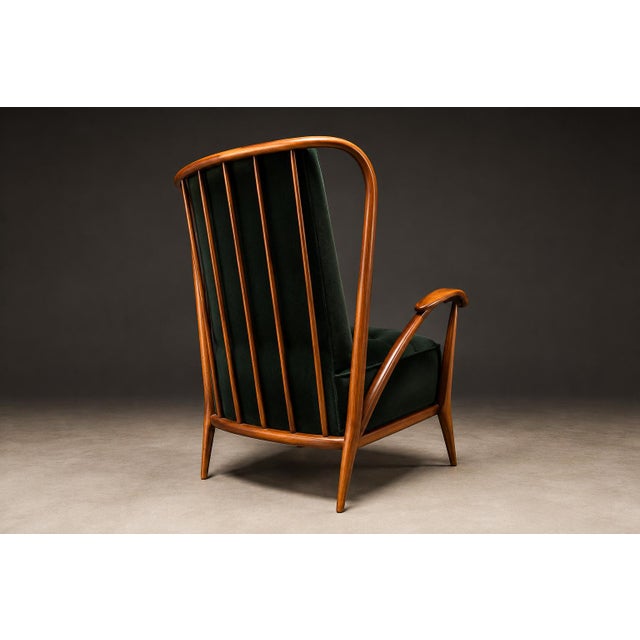 Brown Armchair in Ivory Wood and Green Mohair by Giuseppe Scapinelli, Brazil, 1950s For Sale - Image 8 of 17