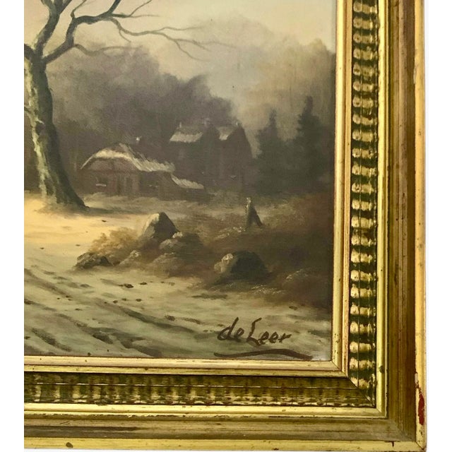Mid-Century Modern Impressionist Oil Painting, Dutch City on Rhine in Winter, Signed & Framed, 32"w For Sale In Tulsa - Image 6 of 8