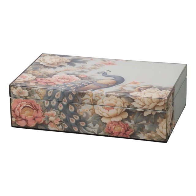 Jamie Young Mural Laquered Box, Blue For Sale