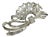 MCM Jewelry Attributed Style to Eisenberg Ice Rhodium-Plated Emerald-Cut Crystal Ribbon Fan Brooch For Sale