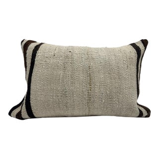 Turkish Hemp Pillow Cushion Natural Brown Beige Pillow Cushion Cover 16" x 24" For Sale