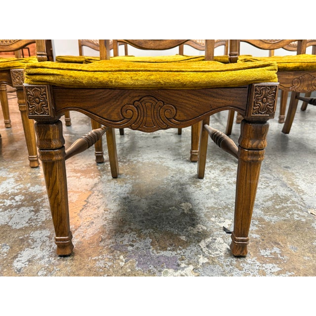 Mustard Jessup Furniture Vintage Spanish Mediterranean Cane-Back Dining Chairs, Set of Eight For Sale - Image 8 of 12