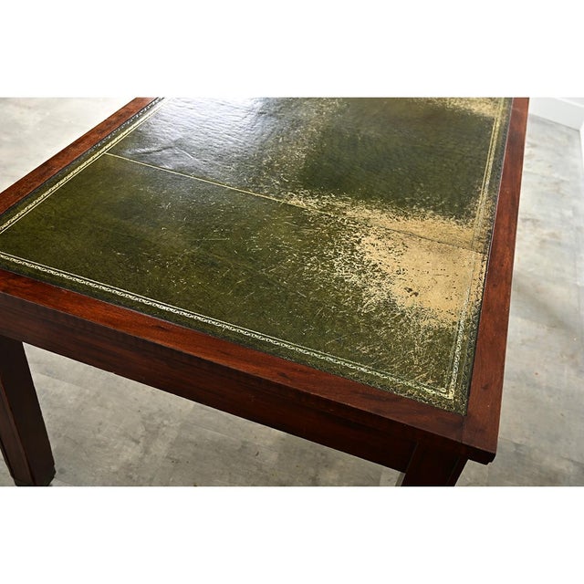 19th Century French Art Nouveau Mahogany & Leather Partners Desk For Sale - Image 9 of 11