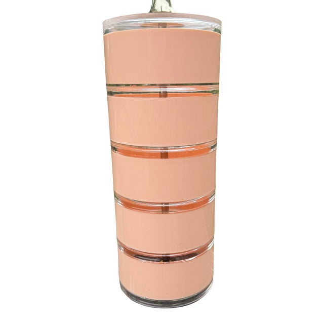 Mid-Century Modern Vintage Optique Lucite Stackable Disc Table Lamp For Sale - Image 3 of 6