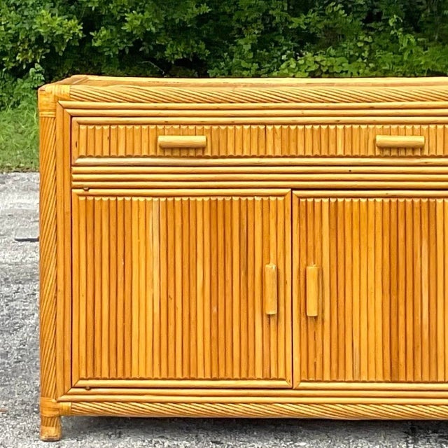 Late 20th Century Vintage Coastal Twisted Pencil Reed Credenza For Sale - Image 9 of 14