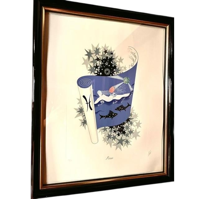 1980s Erte, "The Zodiac Suite" Prints, Framed - Set of 12 For Sale - Image 9 of 13