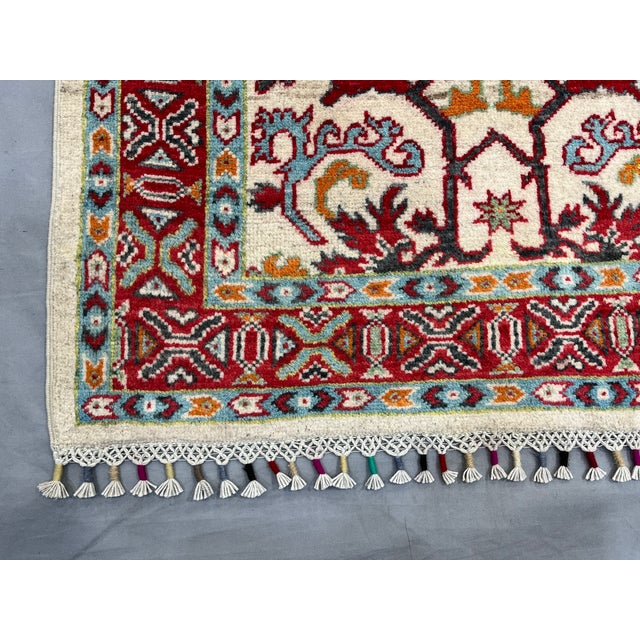 Cream and Red Kazak Wool Runner Rug, Tribal Hallway Rug, 2'8" X 8'9" For Sale - Image 13 of 16
