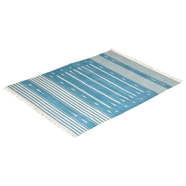 Not Yet Made - Made To Order Coriander Rug, 6x9, Teal & White For Sale - Image 5 of 5