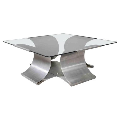 Metal Vintage Coffee Table attributed to François Monnet, Italy, 1970s For Sale - Image 7 of 7