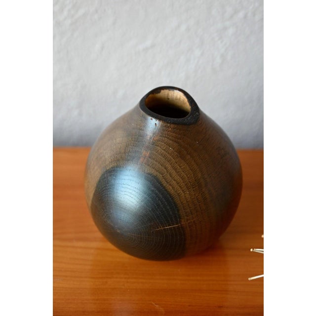 Vintage Scandinavian Turned Wooden Vase in Hazelnut Wood, Denmark, 1970s For Sale - Image 4 of 6