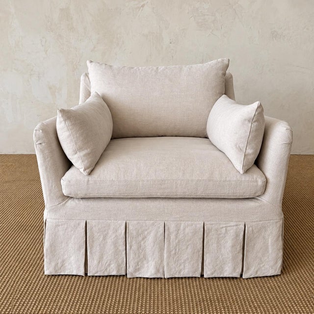 Linen Parisian Chair Slip Covered in Belgian Linen- Oyster For Sale - Image 8 of 9