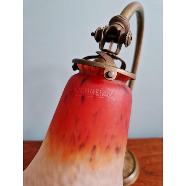 Art Deco Bronze Desk Lamp with Glass Shade by Charles Schneider, 1920s For Sale - Image 6 of 18